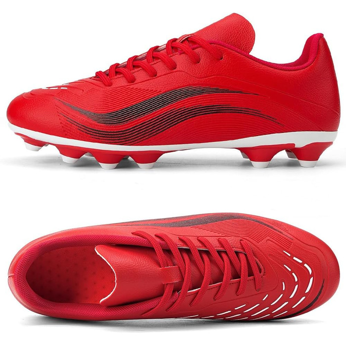 Футбольні бутси для чоловіків та хлопців, шипові, з мікрофібри, для штучного покриття, професійні, для тренувань та гри, біло-червоні (41 EU)
