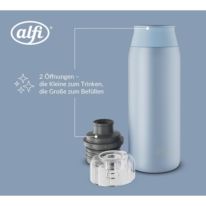 Пляшка для води alfi ELEMENT 600 мл, зелена матова, легка та герметична, з нержавіючої сталі, підходить для газованих напоїв, з гвинтовою кришкою, маленька, для посудомийки, без BPA