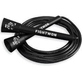 Скакалка FightWon 5 мм з ПВХ, регульований, для занять вдома та на вулиці, з міцними ручками, ультраміцний ПВХ, чорний Onyx