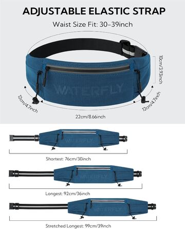 Поясна сумка для бігу WATERFLY: триатлонний пояс з тримачем для номера, сумка для телефону, поясна сумка для чоловіків та жінок (темно-синій)