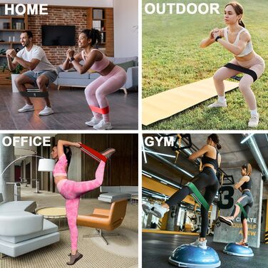 Набір еластичних стрічок для фітнесу, 6 шт. (3 короткі, 3 довгі) - для тренувань всього тіла, фітнес-стрічки Pink/Violett/Green (Green, Red, Blue, Black)