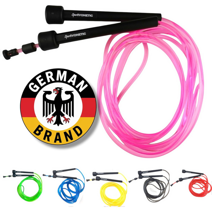 Стрибкове канат Premium для дорослих та дітей, чоловіків та жінок - для фітнесу, кросфіту, спорту, боксу та відпочинку - регульована довжина - Speed Rope, Jump Rope, Sprungseil (Рожевий)