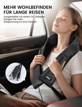 Масажер для шиї RIKE Shiatsu з підігрівом – 3D масажер для шиї, плечей та спини, з адаптерами для мережі та авто, глибокий масаж, подарунок на Різдво (сучасний)