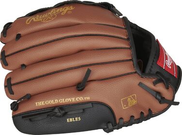 Дитяча бейсбольна рукавичка Rawlings Players Series для т-болу, права рука, розмір 9-11,5'' (26,7 см), для дітей 6-8 років, темно-коричнева/чорна
