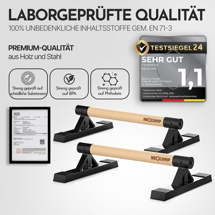 NEOLYMP Паралелети з дерева для віджимань та калістеніки - набір 2 шт. (ручна робота)