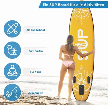 Надувний SUP Board 24MOVE® з аксесуарами: для йоги, серфінгу, дітей та дорослих, 366x80см, помаранчевий