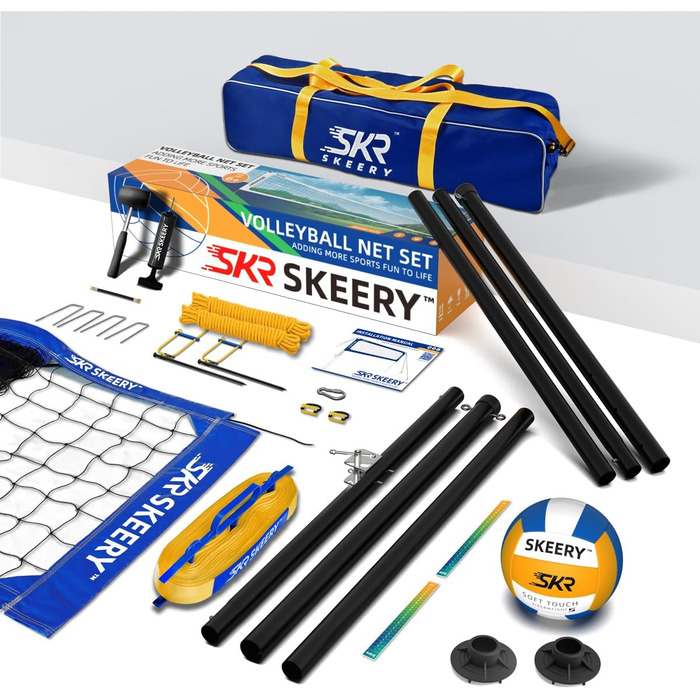 Волейбольна сітка для вулиці з регульованими алюмінієвими стійками (блакитна)