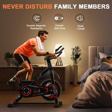 Велотренажер Kitopa Heimtrainer, смарт-фітнес велосипед з Bluetooth, LCD-дисплеєм, регульованим навантаженням, тихий кардіо орбітрек до 150 кг, помаранчевий