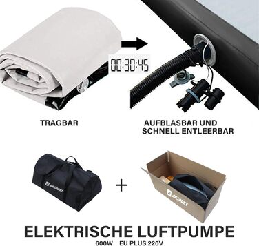 AKSPORT Килимок для гімнастики та акробатики Air Matte, 3/4/5/6м, 10/20см, з насосом, для дому/залу/тренувань, м'ятно-зелений (300x100x10см, Чорний)