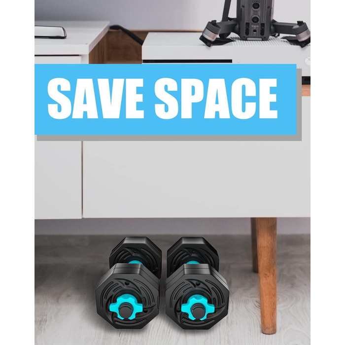 Набір гантелей ARUNDO Kurzhantel-Set 20 кг, 2-в-1: гантелі та штанга. Фітнес-набір для дому, обладнання для силових тренувань, неслизьке, регульоване гантельне обладнання. Оселедець гантелі 9 кг.