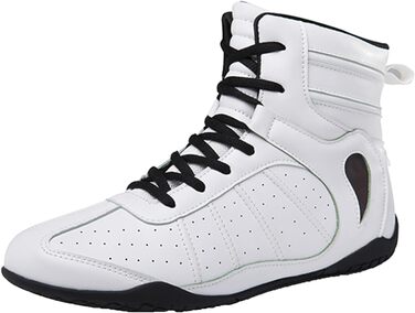 Жіночі боксерські черевики, хай-топ, тренувальні, для боротьби, шкіряні, білі. Ідеальні для фітнесу та занять боротьбою. Розмір 38 EU