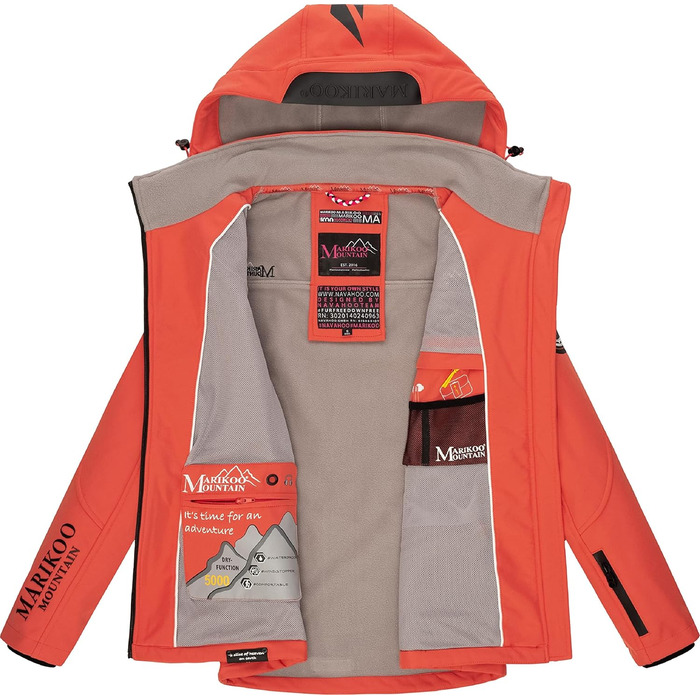 Жіноча водонепроникна куртка Softshell MARIKOO Mount-Cho-Oyu знімним капюшоном, коралловий колір, розміри XS-XXL