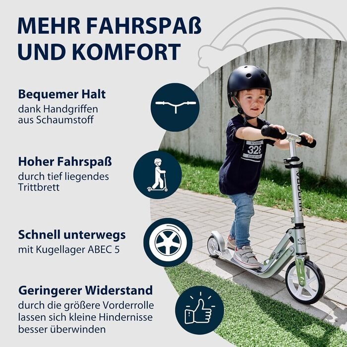 Дитячий алюмінієвий самокат HUDORA Little BigWheel, складаний, регульований, великі колеса, до 100 кг, від 3 років