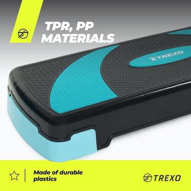 Степ-платформа TREXO для аеробіки та фітнесу, 78 x 30 см, регульована висота 10-20 см, синій
