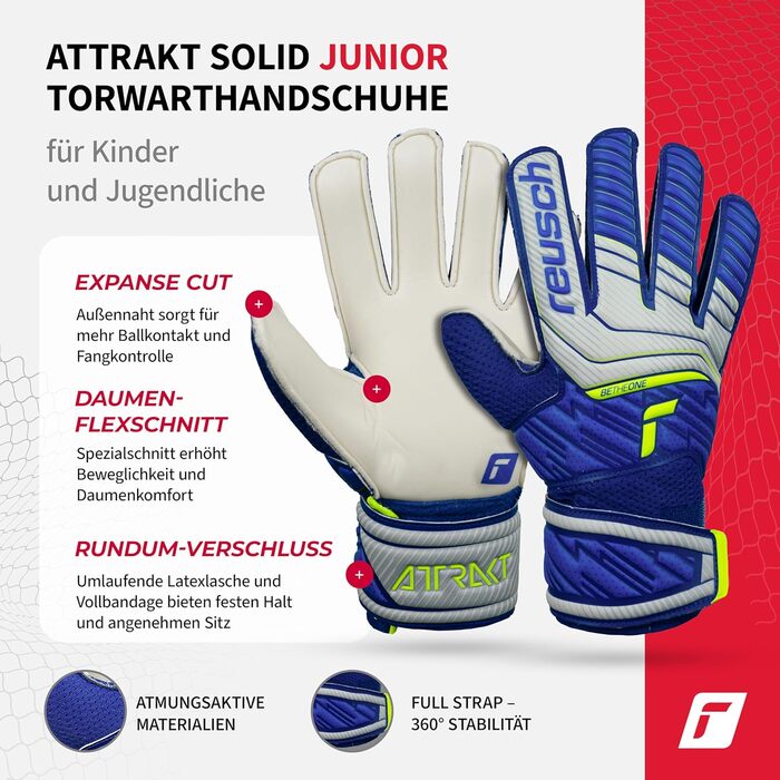 Воротарські рукавички Reusch Attrakt Solid Junior для дітей 5-16 років (Vapor Gray/Deep Blue 6)