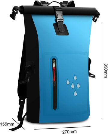 SCHITEC Водонепроникний рюкзак Dry Bags 25L з рол-топ закриттям для подорожей, каякінгу, рафтингу, риболовлі, кемпінгу та пляжу (Блакитний)