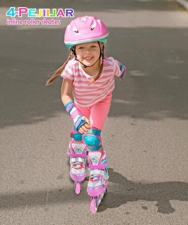 Інлайнерочки Єдиноріг для дівчаток, розмір регулюється, з підсвічуванням, рожеві. Розміри 38-41.