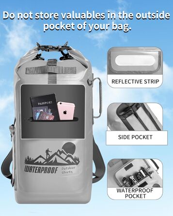 Водонепроникний рюкзак IDRYBAG Dry Bag 40L (сірий) - 30L, 40L, Kajak Dry Bag