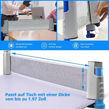 FBSPORT Набір для настільного тенісу Професійний: 2 ракетки, сітка, 6 м'ячів, сумка (сірий)