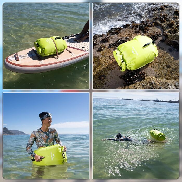 Надувна плавуча шина Naturehike 18L з двома повітряними камерами, водонепроникний мішок, пляжна сумка з регульованим поясом для плавання, жовта