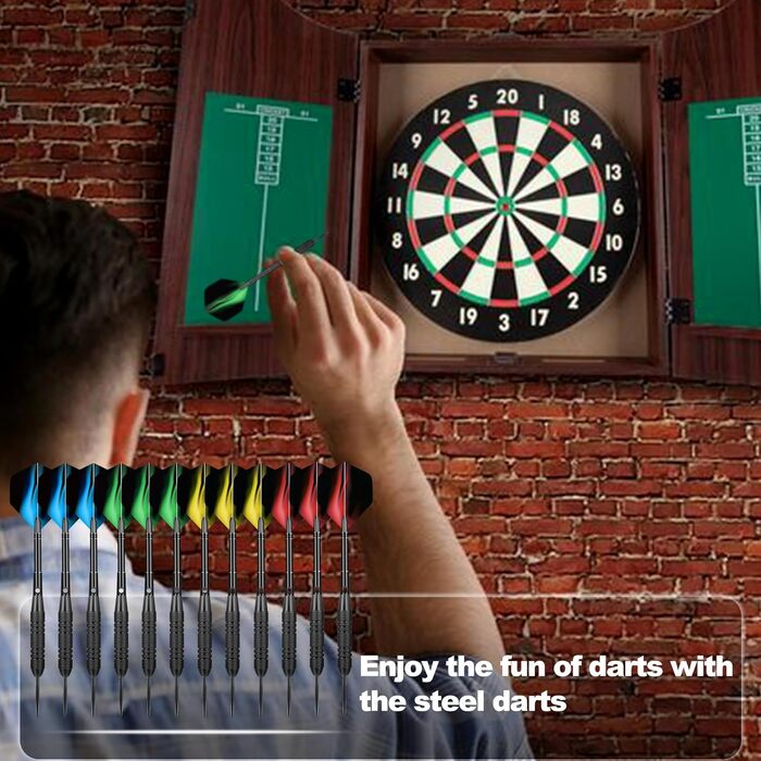 Набір сталевих дротиків Profi Steel 12 шт (24г) з металевими наконечниками та латунними стеблами + 24 пір'я, 20 ущільнювальних кілець, запасні стебла | Для бару, тренувань та турнірів