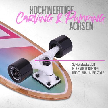 Surfskate Apollo Surfskate Pro Midi Longboard Rainbow: Дошка для серфінгу на асфальті, для дорослих та дітей від 6 років, преміум якість