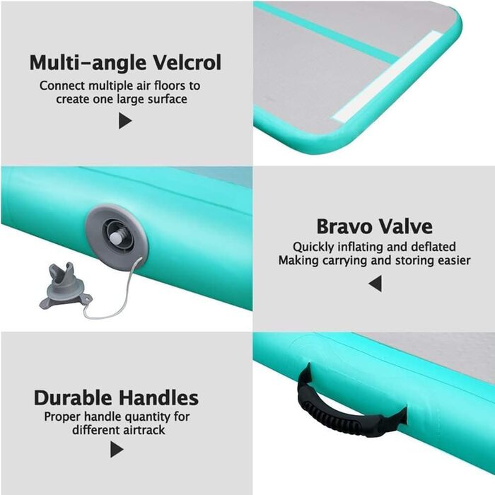 Надувна гімнастична матка LSLIFE для дому, 4м, з електричним насосом, для гімнастики, йоги, тренувань дітей