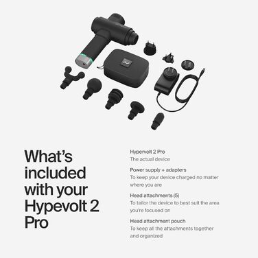 Масажний пістолет Hyperice Hypervolt 2 Pro з технологією Quiet Glide, портативний, чорний – перкусійний масажер