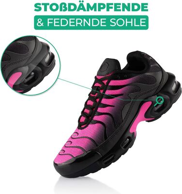 Спортивні кросівки для жінок та чоловіків: амортизація, легкі бігові кросівки, чорний/рожевий, 38 EU