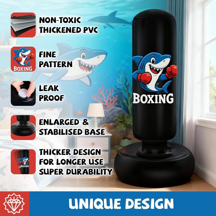 Дитячий боксерський мішок Qoosea для дітей 3-8 років, 130 см, надувний, з боксерськими рукавичками, для карате, кікбоксингу, Taekwondo, MMA, подарунок для хлопчиків та дівчаток