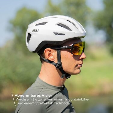 Велосипедний шолом BBB Condor 2.0 для чоловіків і жінок, знімний козирок, для MTB і шосе, матовий білий, розмір M (52-58 см), з чохлом для транспортування