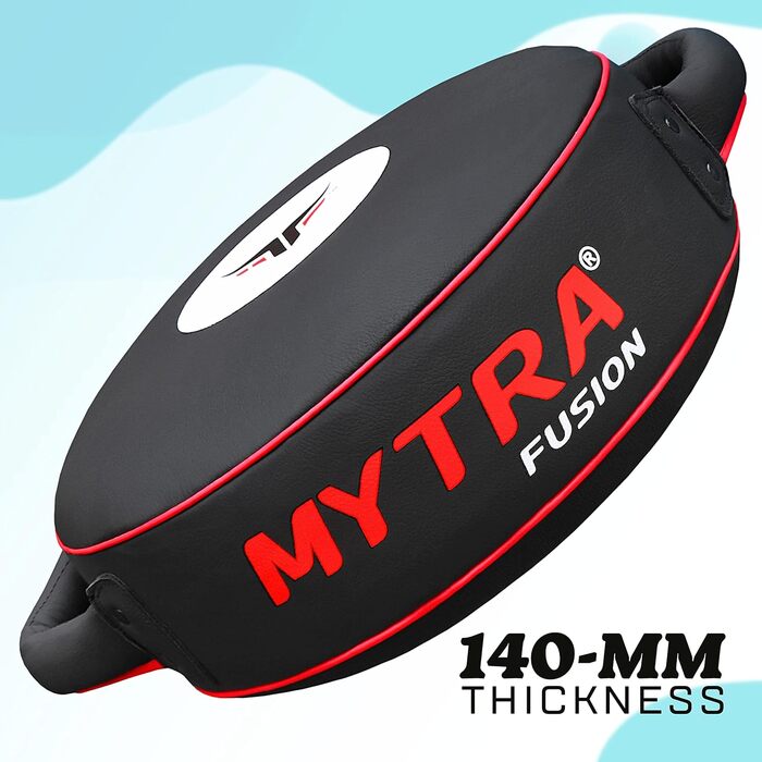 Mytra Fusion Пади для боксу з натуральної шкіри – круглі лапи для тренувань MMA, Муай Тай, кікбоксингу, чорні