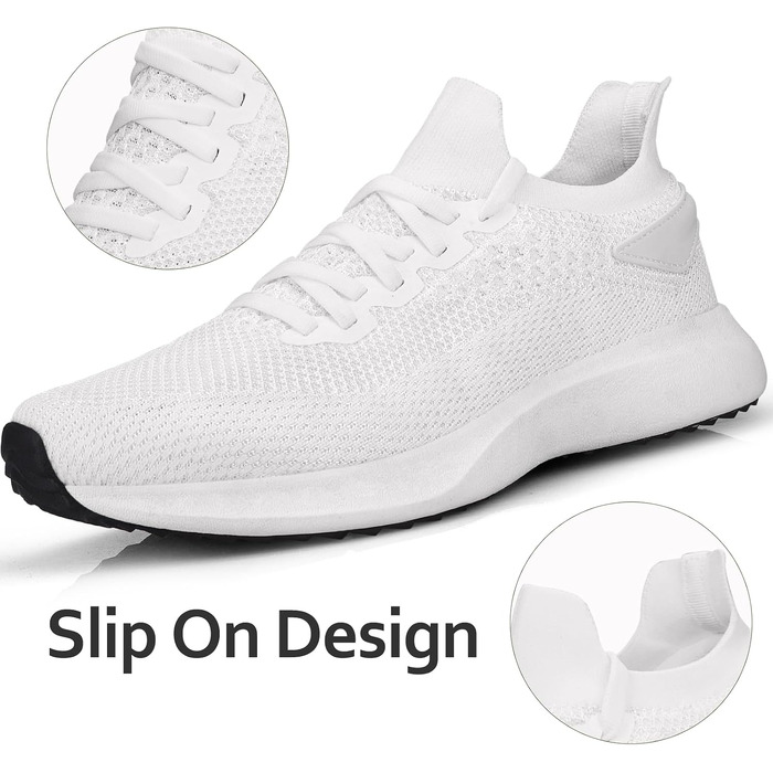 Чоловічі спортивні кросівки Giniros Slip-on: легке дихаюче взуття для бігу, тенісу та повсякденного носіння, білі, розмір 44 EU