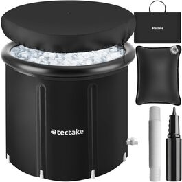 Тектейк® Ванна для криотерапії з кришкою, бак для крижаних ванн, ванна для холодної терапії, бак для льоду, надувна ванна, складана ванна для дорослих - Ø 90 x 75 см