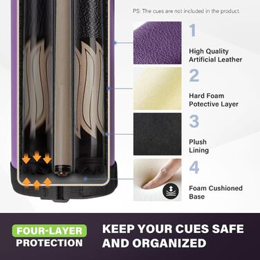 Чохол для більярдних київ: містка сумка для 2 київ з аксесуарами, фіолетовий колір, до 58 дюймів