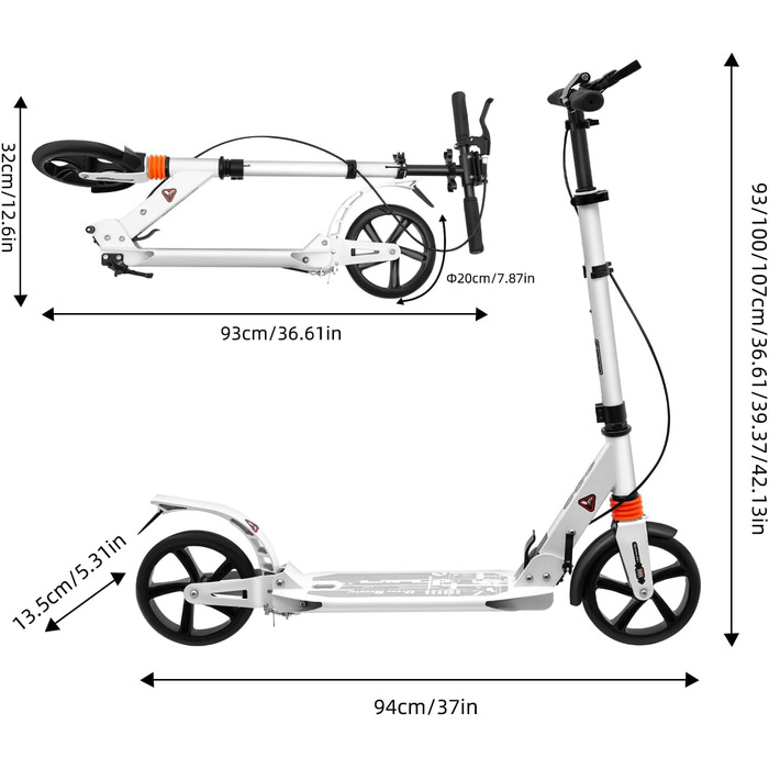 Скутер дорослий, складний, з регулюванням висоти, з поліуретановими колесами, для міста, для дівчаток та хлопчиків, підходить для ваги до 100 кг