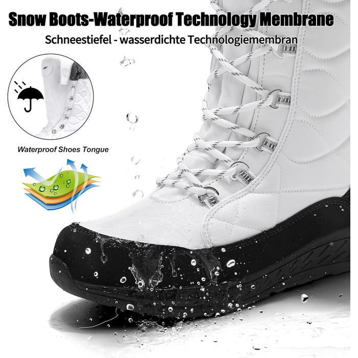 Зимові чоботи для жінок водонепроникні, зручні, теплі, з підкладкою, непромокаючі, зимові черевики, антиковзні, легкі, для піших прогулянок, трекінгу, відпочинку, снігові чоботи, середньої висоти, 37-42 EU (Білий, 41 EU)