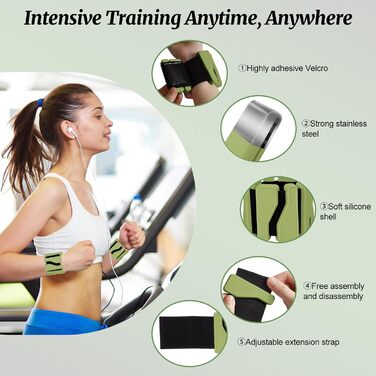 Набір манжет для збільшення ваги 2 шт. (0,46 кг кожна), регульовані ваги для зап'ястя, фітнес-браслети з вагою, ваги для ніг для танців, балету, пілатесу, кардіо, аеробіки, ходьби, зелені