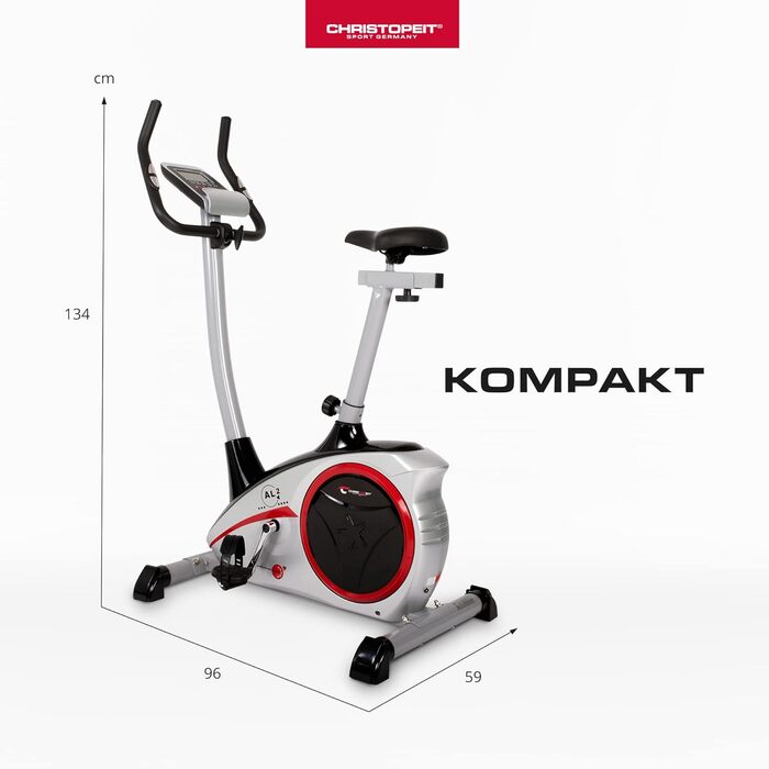 Велотренажер Christopeit Sport AL 2, 24 рівня, до 150 кг, магнітна система 9 кг, LCD-дисплей, сріблястий