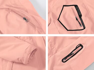 Жіноча куртка YSENTO 3-в-1: тепла флісова куртка, водонепроникна та вітронепроникна, функціональна, softshell з капюшоном (L, Рожевий)