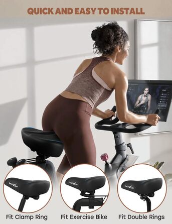 Надвелике велосипедне сидіння для Peloton Bike & Bike+ – комфортне замінне сидіння для чоловіків та жінок, широке сідло, сумісне з аксесуарами Peloton, для тренувальних, електро- та круїзерів. Колір: блакитний