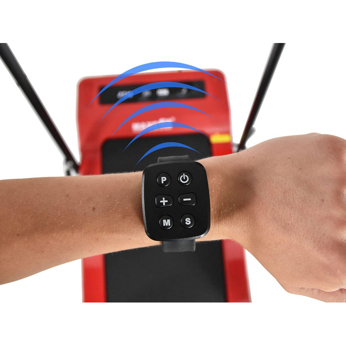 MAXOfit Mini Laufband MF-2 з Bluetooth, пульт дистанційного керування, до 8 км/год, компактний, складний, з тримачем для планшета (Червоний)