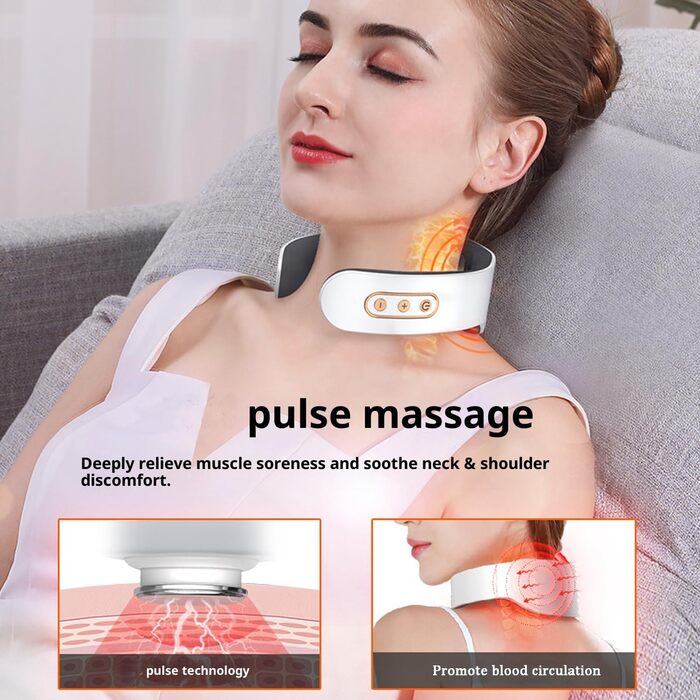 Масажер для шиї 11-в-1 з підігрівом, портативний, 9 рівнів інтенсивності, електричний, для дому, офісу, подорожей