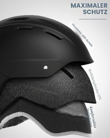 Шолом для гірських лиж та сноуборду OutdoorMaster Kelvin II унісекс, з системою вентиляції, матовий чорний, розмір M (54-58 см)