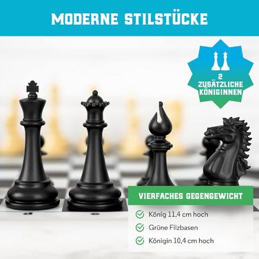 Професійний шаховий набір Best Chess Set Ever 4X: турнірні фігури Staunton із силікону, чотирикратна вага (король 11,4 см), складана двостороння дошка 50x50 см, для дорослих і дітей, комплект для турнірної гри