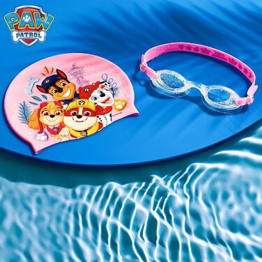 Дитячий набір для плавання PAW PATROL: шапочка і окуляри, рожевий, UV-захист, антифог, 3-6 років