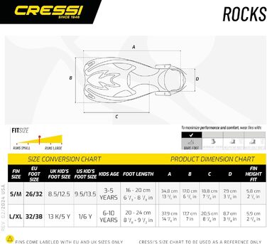 Набір для снорклінгу Cressi Rocks Kid - дитячий, унісекс (ласти, 34/38, блакитний/білий)