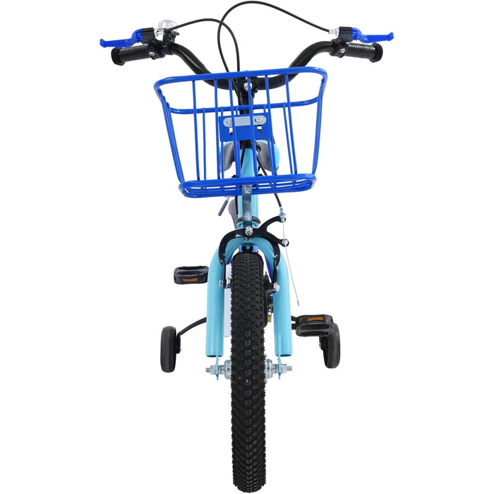 Дитяче велосипед 14 дюймів для дівчаток 3-7 років з додатковими колесами та кошиком, дзвіночком, регулюванням висоти, блакитний