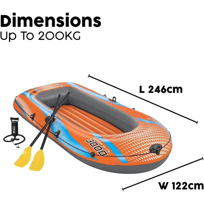 Надувний човен Bestway Kondor Elite 3000, 246x122x45 см, комплект