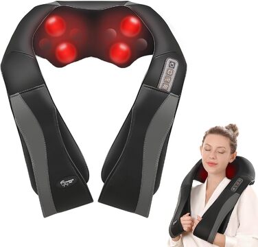 Електричний масажер для шиї та плечей з підігрівом, 3D-роликовий масажер для спини з регульованою швидкістю для дому та офісу